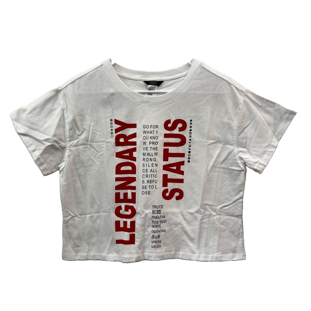Truce Legendary Status White Tshirt Size L 14 Inspirational NEW legendary Status